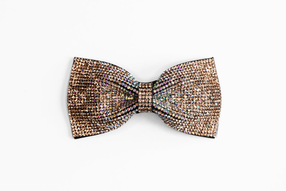 Rhinestone Single Bow - Champagne & Iridescent