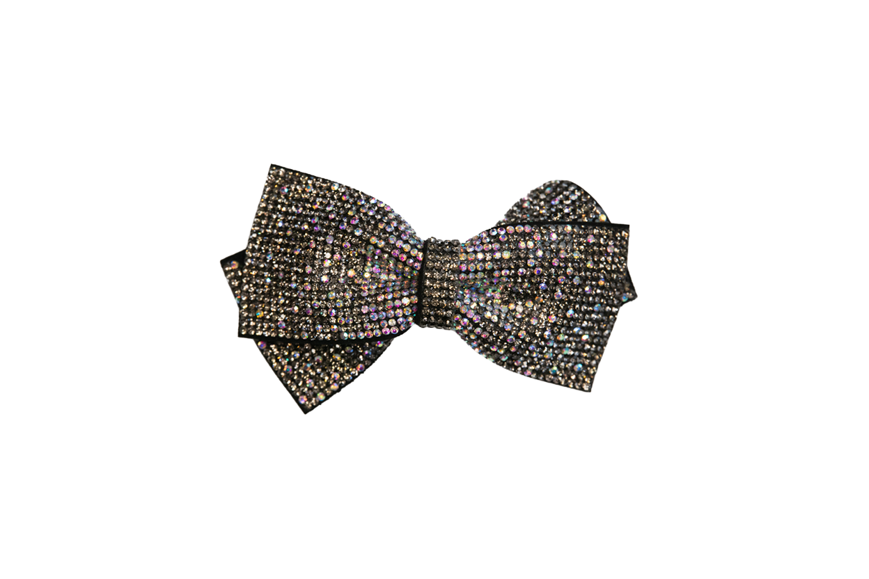 Rhinestone Double Bow - Dark copper & Iridescent