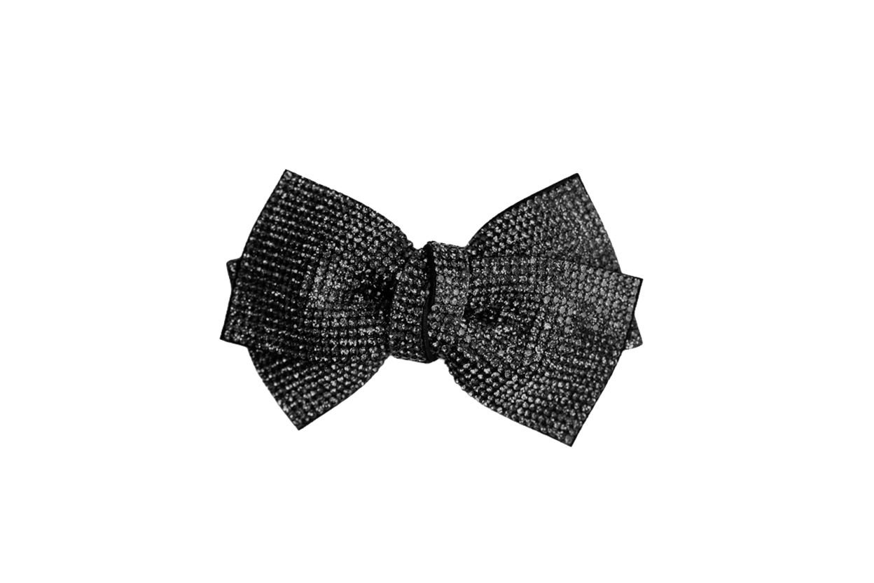 Rhinestone Double Bow - Gray