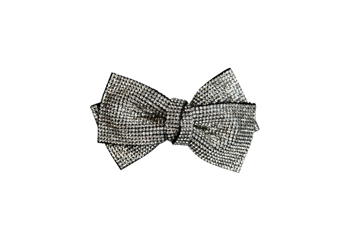Rhinestone Double Bow - Silver