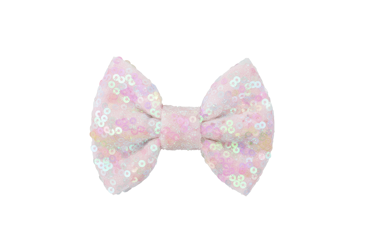 Iridescent White Sequin Bow