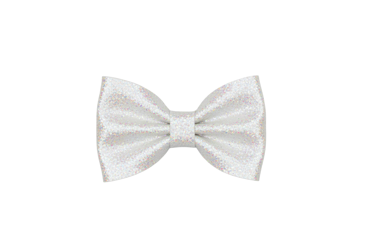 Just Ducky™ 4-Inch Glitter Bow - Iridescent White