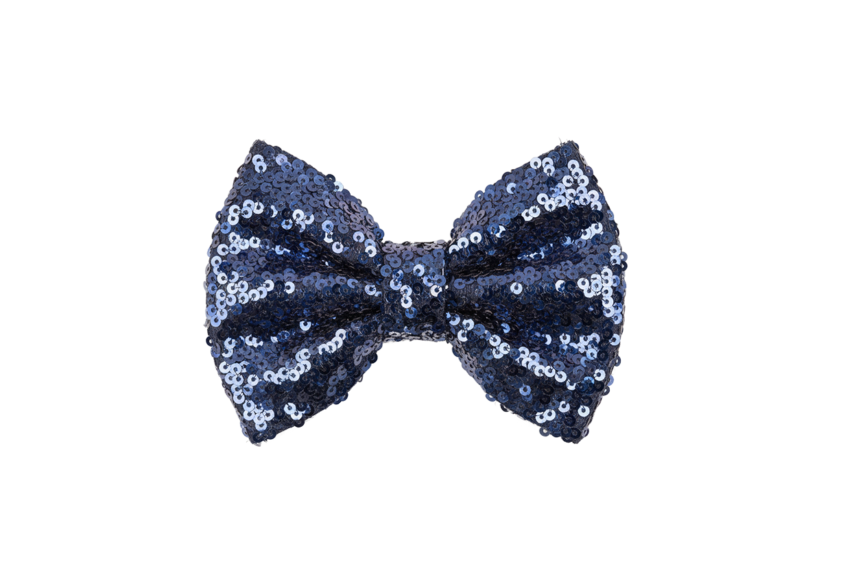 Navy Blue Sequin Bow