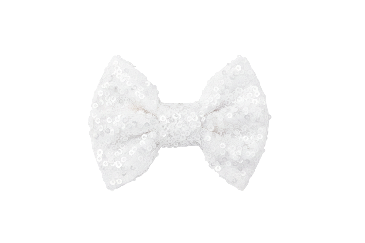 White Sequin Bow